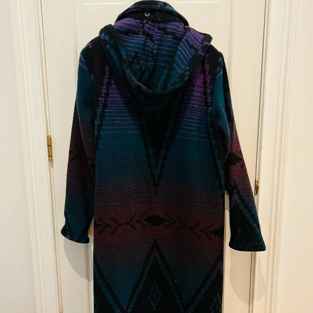 Vintage Woolrich Jacket Women's Southwest Aztec Navajo Wool Blanket Trench Coat - Picture 16 of 16